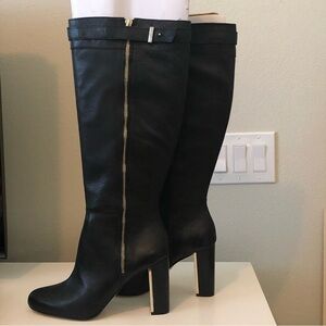Black knee high leather boots